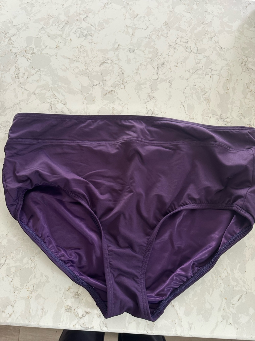 NWOT Lands' End Deep Purple High Waist Swim Brief Size-18